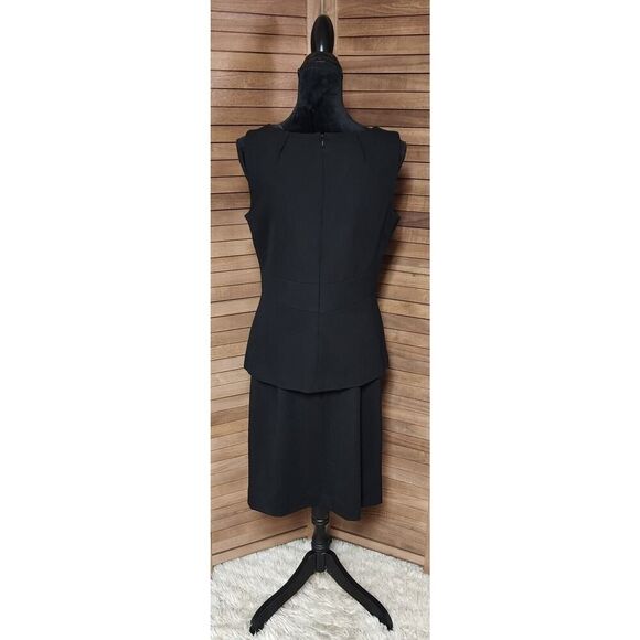 Cabi Black Size 10 Sleeveless Sheath Solid Classic Peplum Wiggle Skirt & Top Set - Picture 6 of 7
